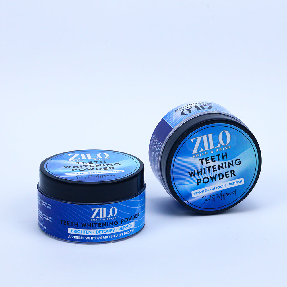 Zilo Teeth Whitening Powder – Smile & Shine Naturally | Enamel-Safe, Fresh Mint Formula