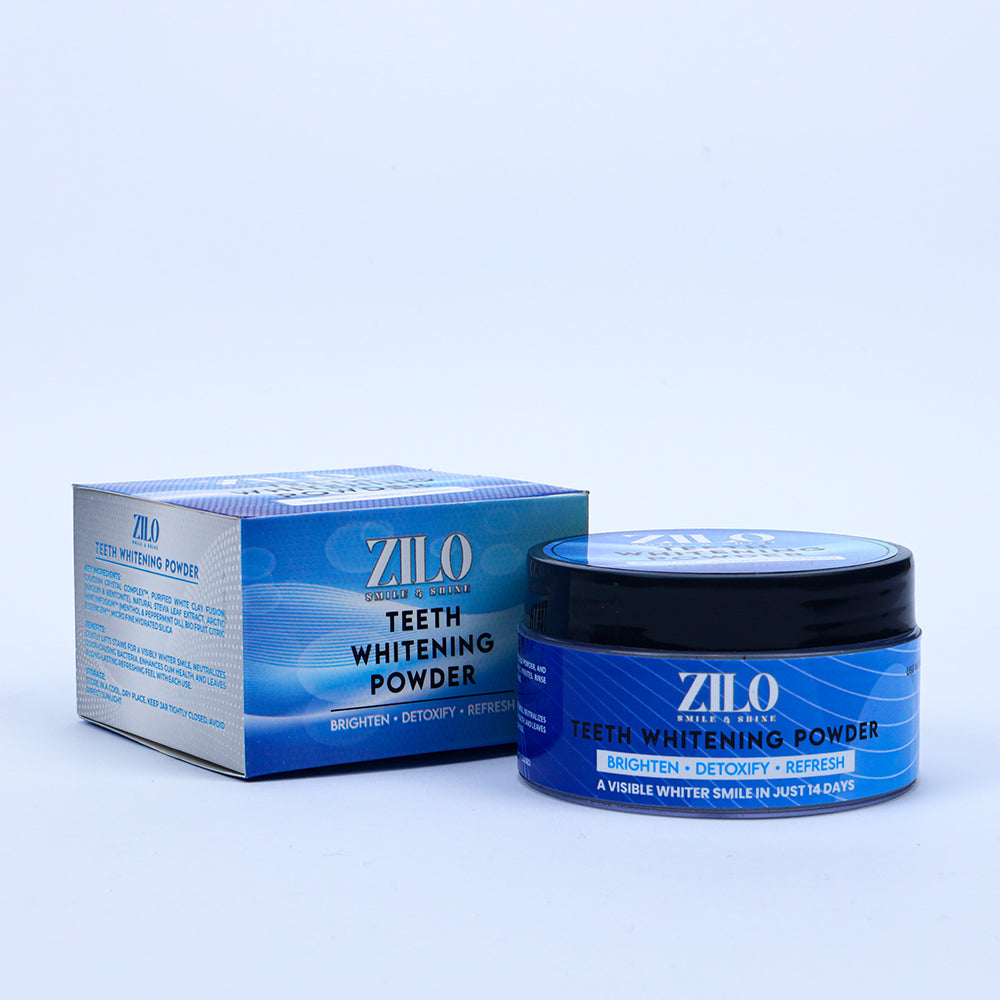 Zilo Teeth Whitening Powder – Smile & Shine Naturally | Enamel-Safe, Fresh Mint Formula