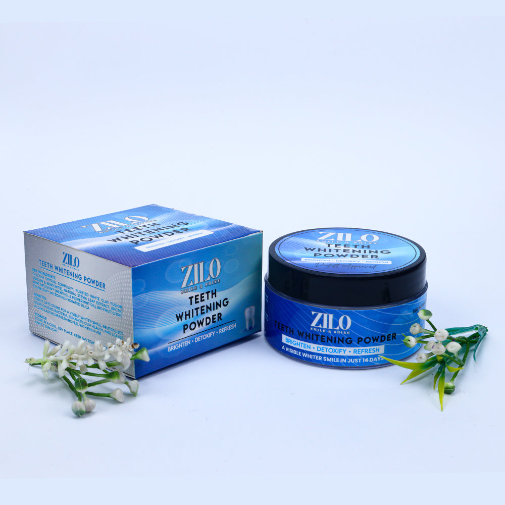 Zilo Teeth Whitening Powder – Smile & Shine Naturally | Enamel-Safe, Fresh Mint Formula